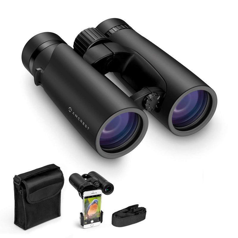 Amcrest 10x42 Roof Prism Binoculars for Adults, HD Professional Binoculars for Bird Watching, Travel, Stargazing, Hunting, Concerts, Sports, BAK-4 Prisms, Smart Phone Adaptor for Photography - Image 1